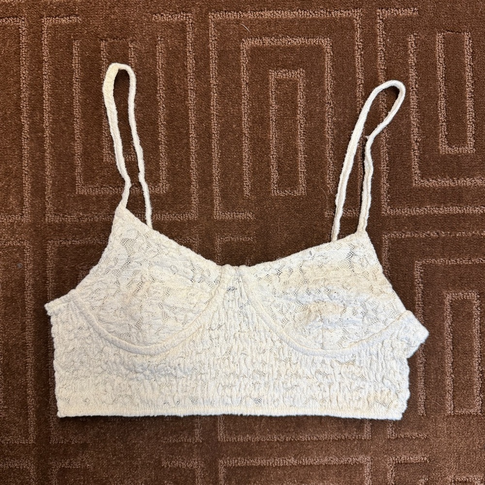 White Textured Crop Top